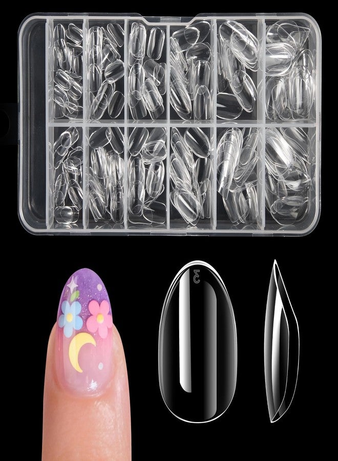 krofaue 240Pcs Almond Kids Nail Tips - 12 Sizes Soft Gel Extra Short Press on Nails for Children Girls Clear Almond Fake Nails for DIY Manicure - Image 1